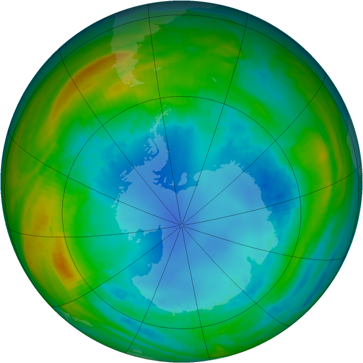 Antarctic ozone map for 12 August 1987